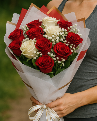 Graceful Elegance Mixed Roses Bouquet