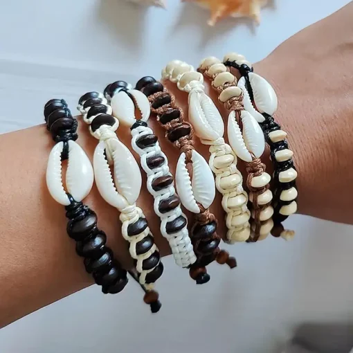 Sea Shell Lucky Handmade Bohemian Sea Shell Lucky Bracelets - Set of 2 - Flowers ...