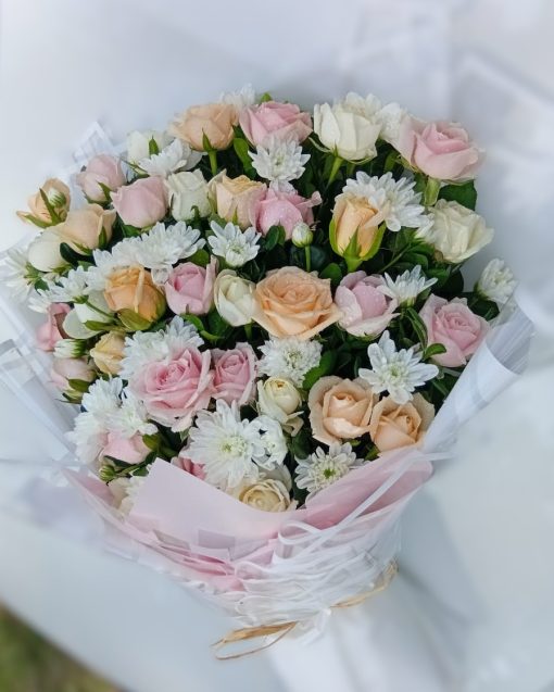 Whispering Blooms of Roses & Chrysanthemums - Image 2