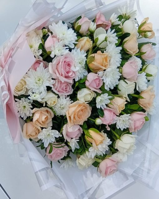 Whispering Blooms of Roses & Chrysanthemums - Image 3