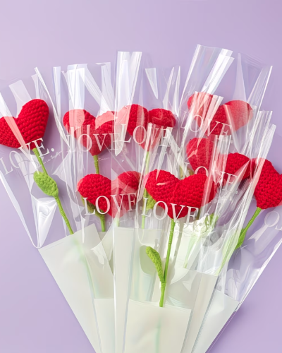 Timeless Crochet Heart Bloom - Single Stem