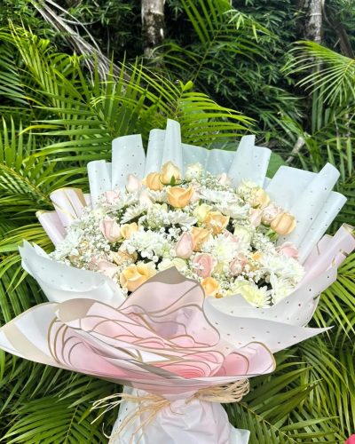 Ethereal Dream Symphony of Roses Gypsophilia & Chrysanthemums